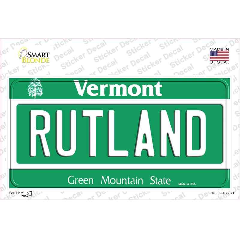 Rutland Vermont Novelty Sticker Decal