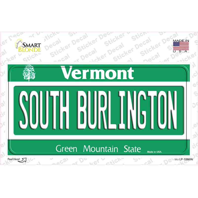 South Burlington Vermont Novelty Sticker Decal