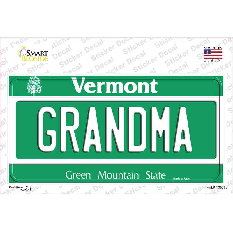 Grandma Vermont Novelty Sticker Decal