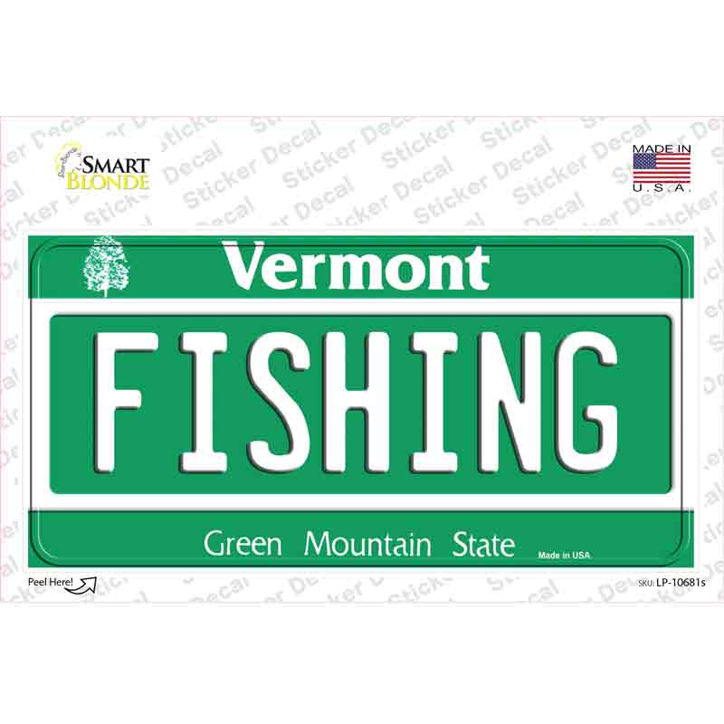 Fishing Vermont Novelty Sticker Decal