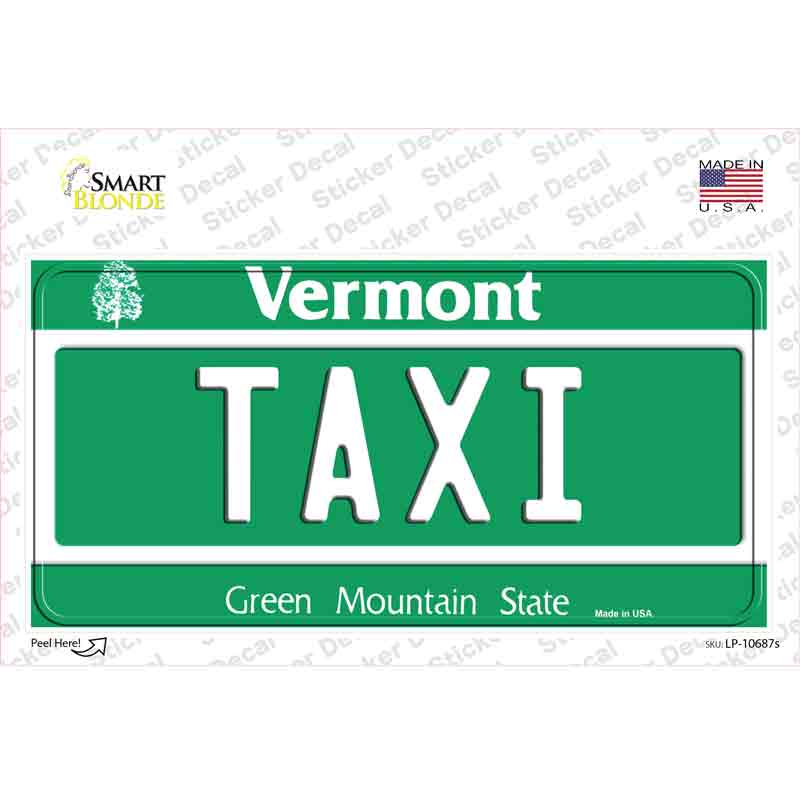 Taxi Vermont Novelty Sticker Decal