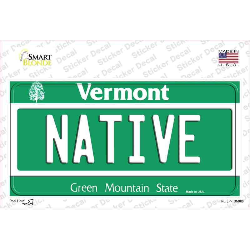 Native Vermont Novelty Sticker Decal