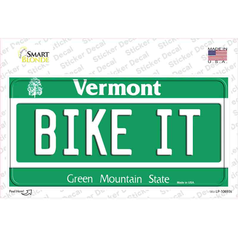 Bike It Vermont Novelty Sticker Decal