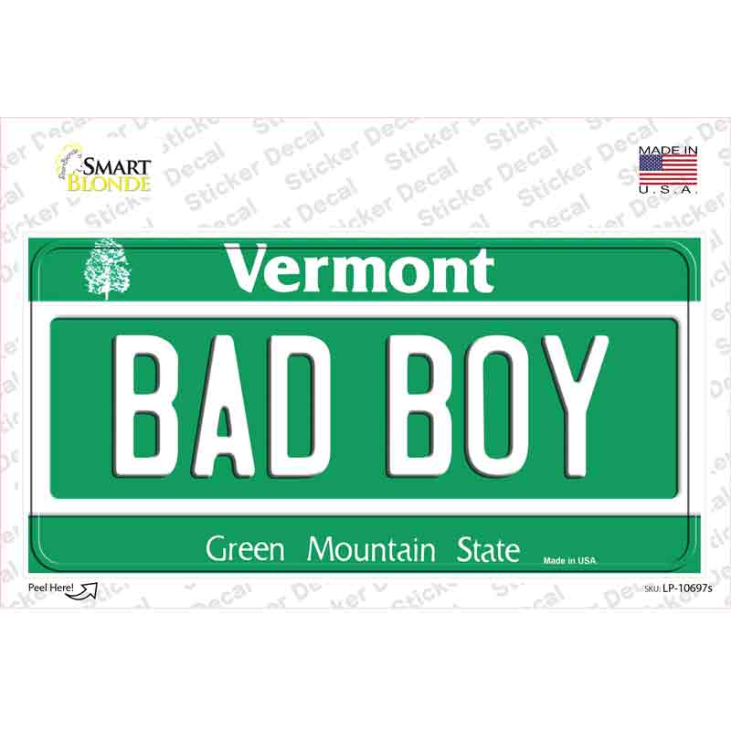 Bad Boy Vermont Novelty Sticker Decal