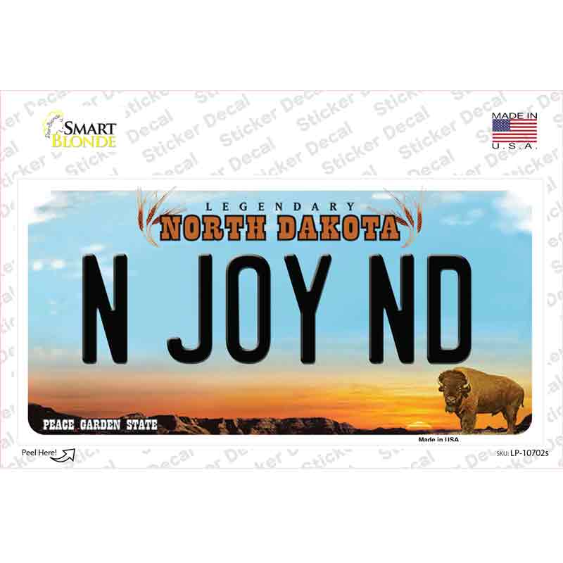 N Joy ND North Dakota Novelty Sticker Decal