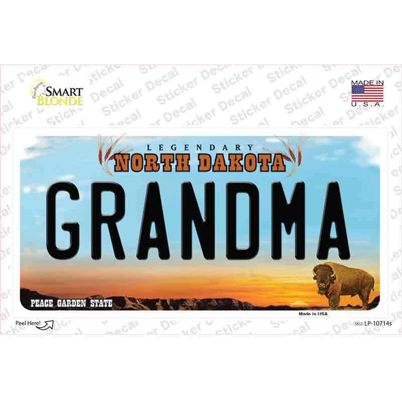 Grandma North Dakota Novelty Sticker Decal