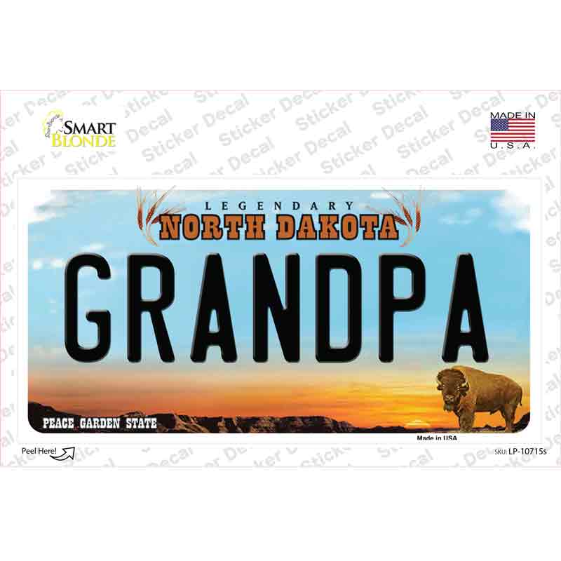 Grandpa North Dakota Novelty Sticker Decal