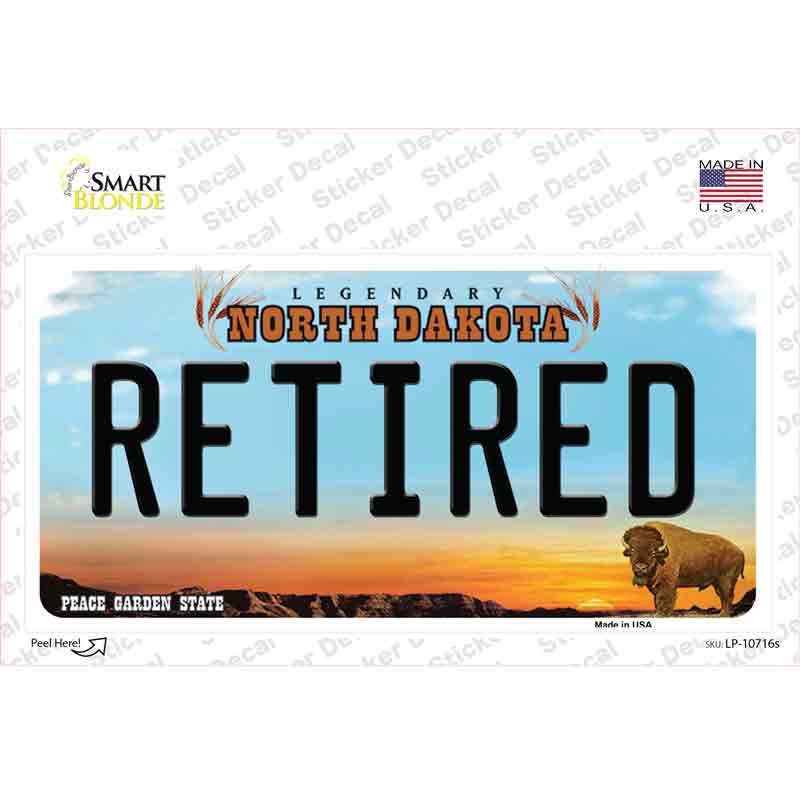 Retired North Dakota Novelty Sticker Decal