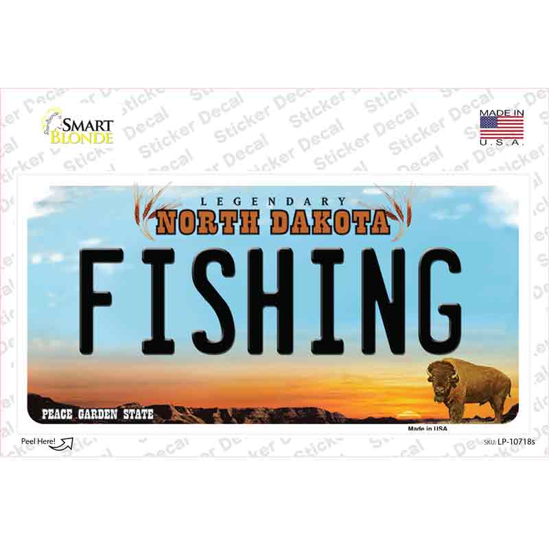 Fishing North Dakota Novelty Sticker Decal