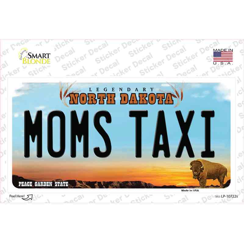 Moms Taxi North Dakota Novelty Sticker Decal