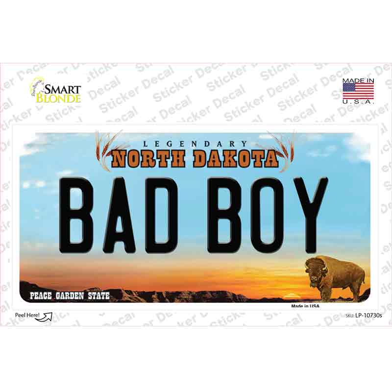 Bad Boy North Dakota Novelty Sticker Decal