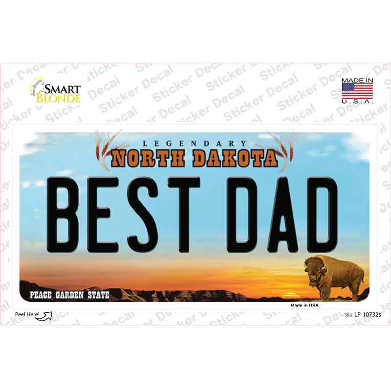 Best Dad North Dakota Novelty Sticker Decal