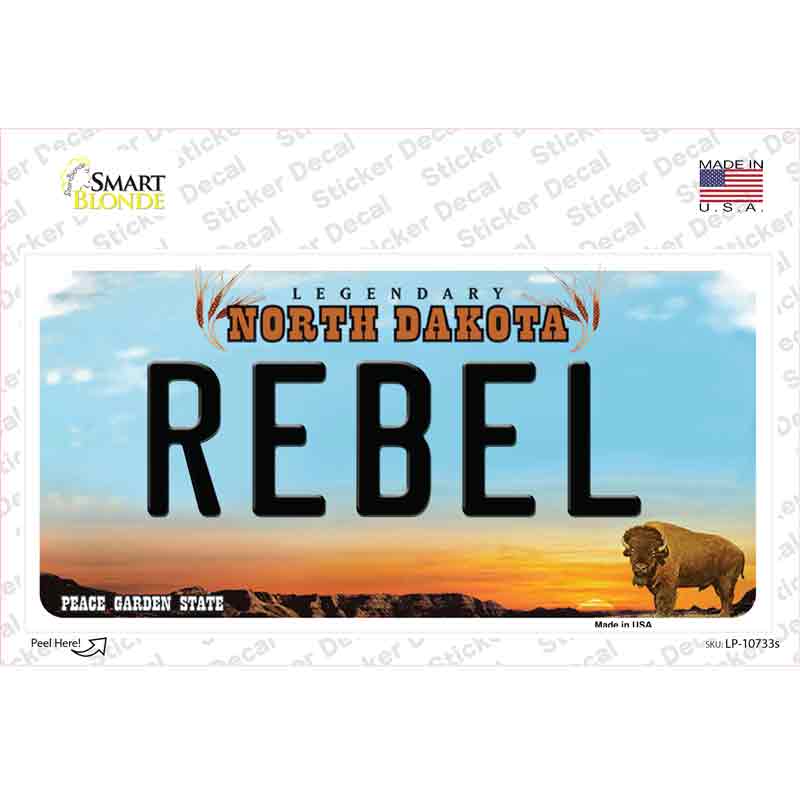 Rebel North Dakota Novelty Sticker Decal