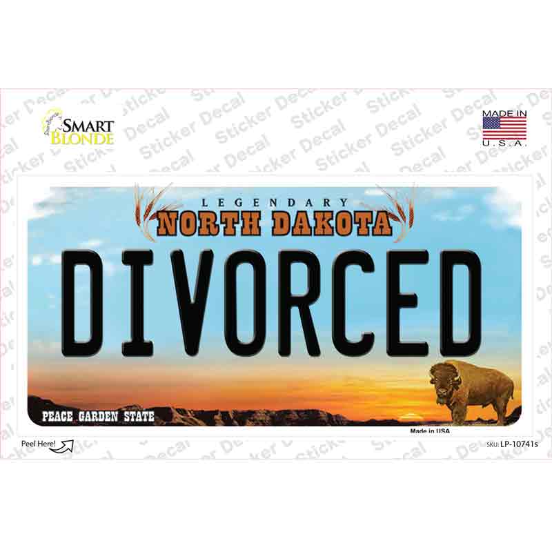Divorced North Dakota Novelty Sticker Decal