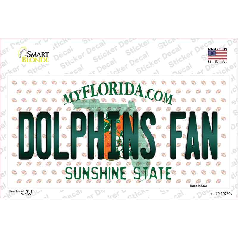 Dolphins Fan Florida Novelty Sticker Decal