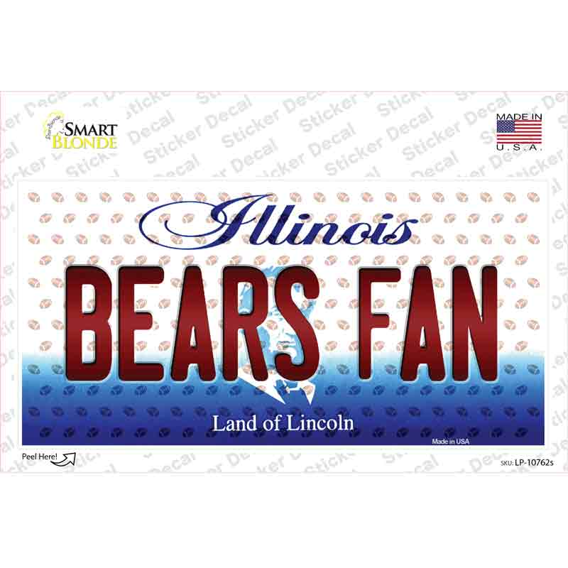 Bears Fan Illinois Novelty Sticker Decal