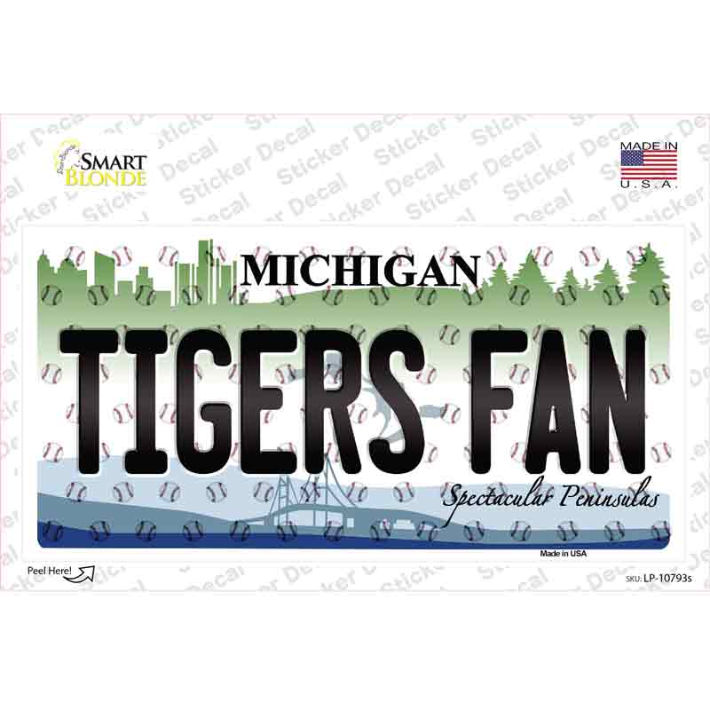 Tigers Fan Michigan Novelty Sticker Decal