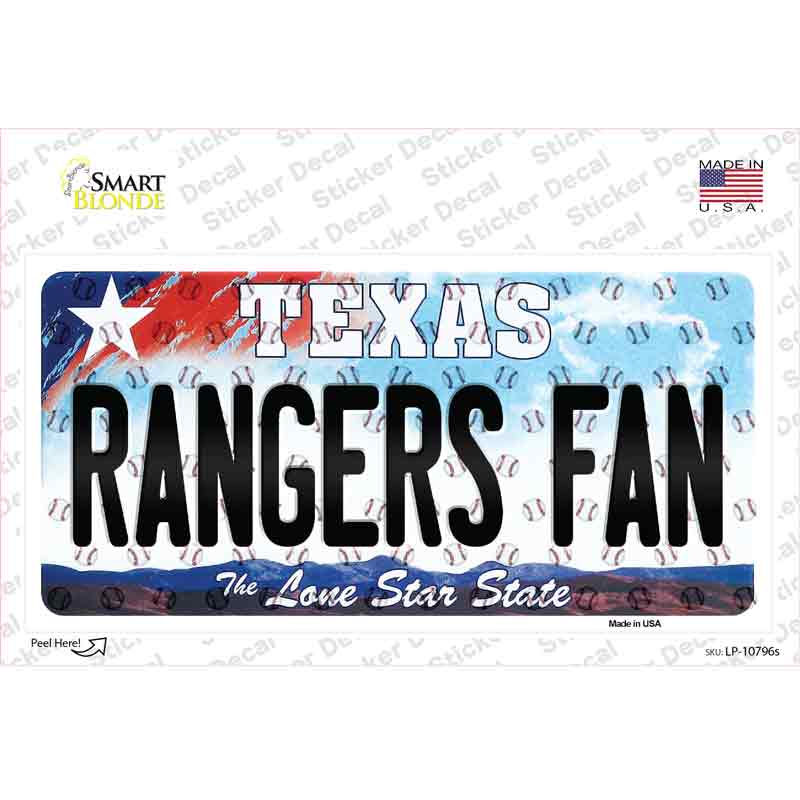 Rangers Fan Texas Novelty Sticker Decal