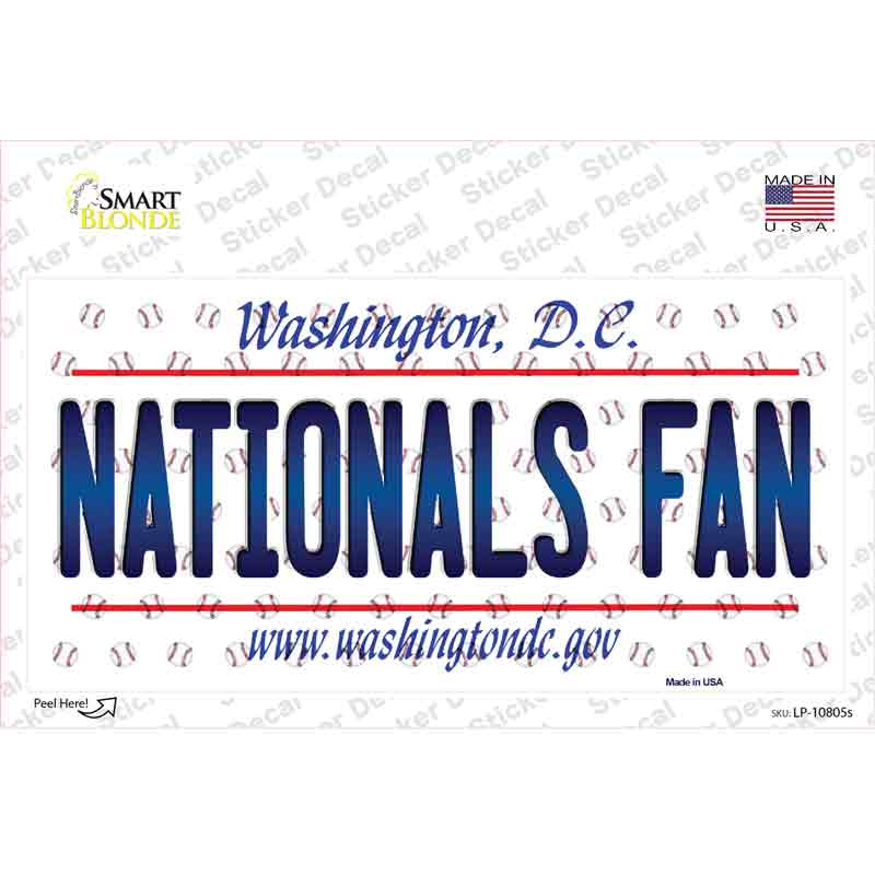 Nationals Fan Washington DC Novelty Sticker Decal