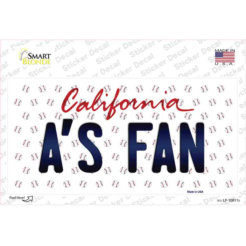 As Fan California Novelty Sticker Decal