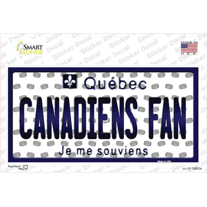 Canadiens Fan Quebec Novelty Sticker Decal