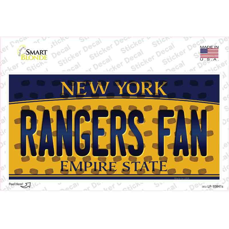 Rangers Fan New York Novelty Sticker Decal