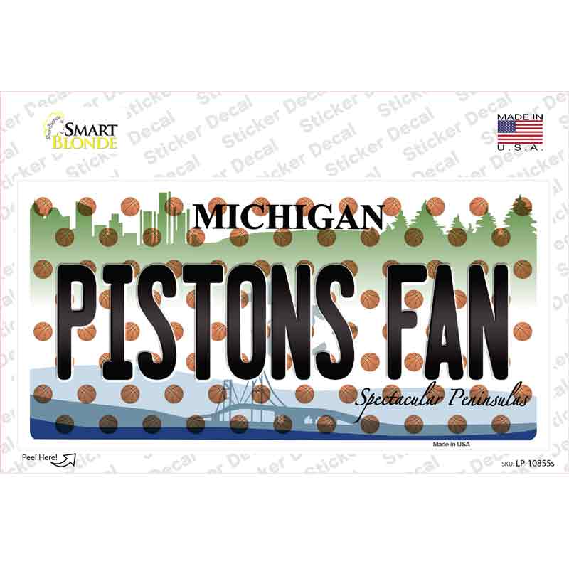 Pistons Fan Michigan Novelty Sticker Decal
