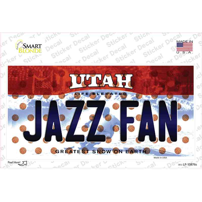 Jazz Fan Utah Novelty Sticker Decal