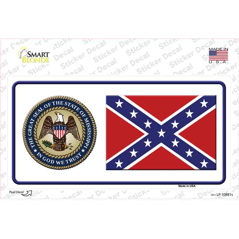 Confederate Flag Mississippi Seal Novelty Sticker Decal