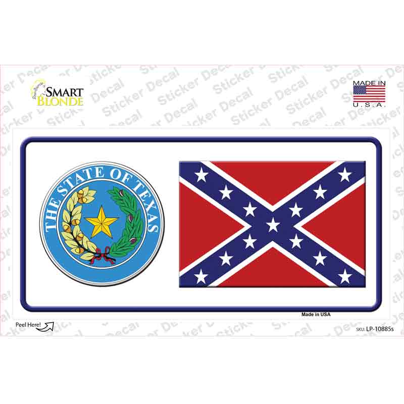Confederate Flag Texas Seal Novelty Sticker Decal