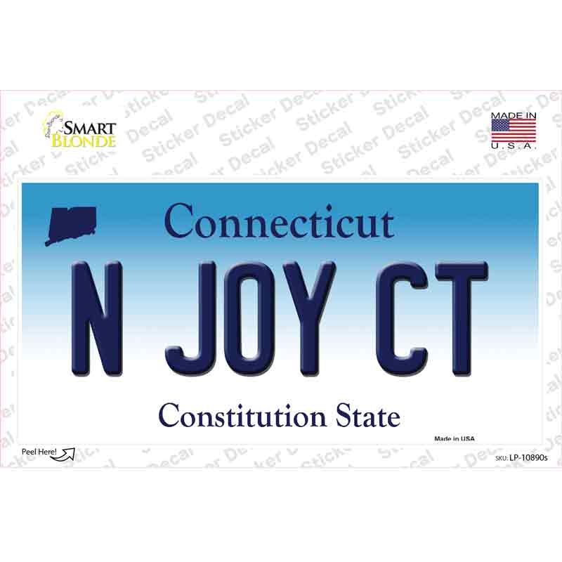 N Joy CT Connecticut Novelty Sticker Decal