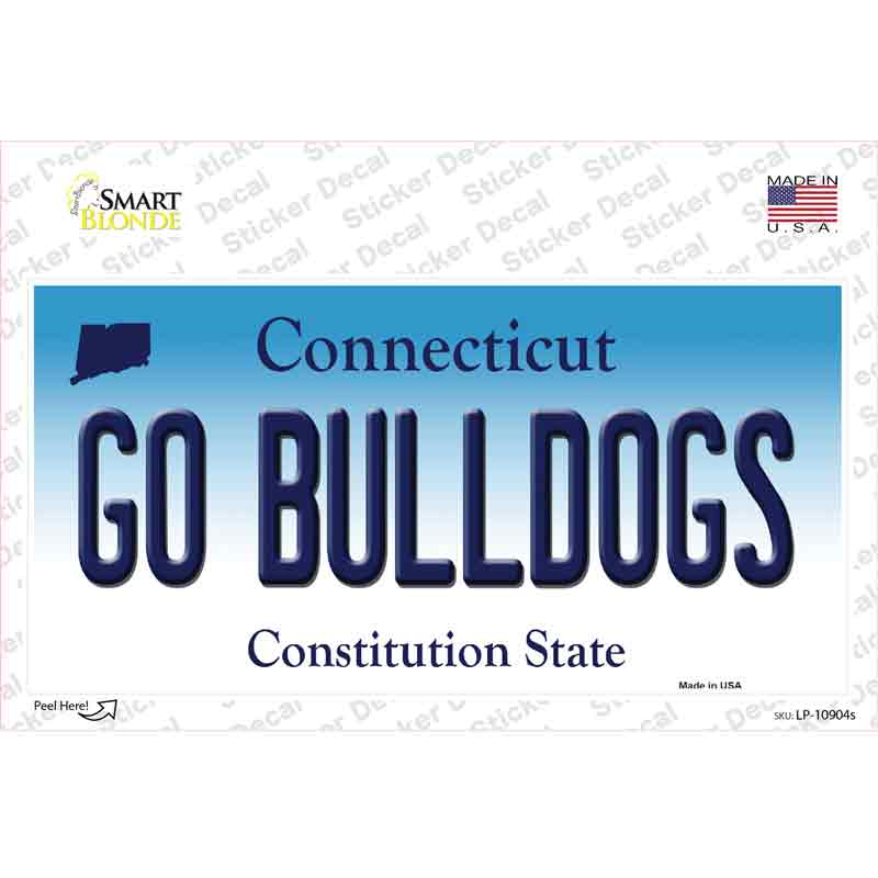 Go Bulldogs Connecticut Novelty Sticker Decal