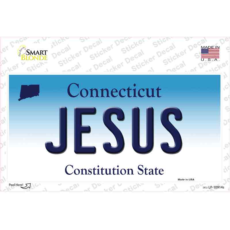 Jesus Connecticut Novelty Sticker Decal