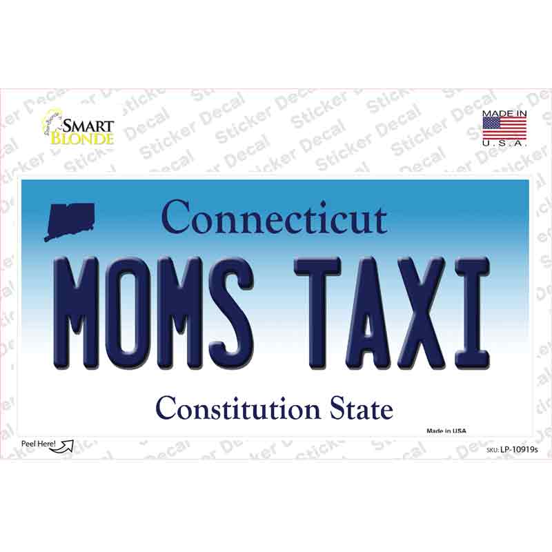 Moms Taxi Connecticut Novelty Sticker Decal