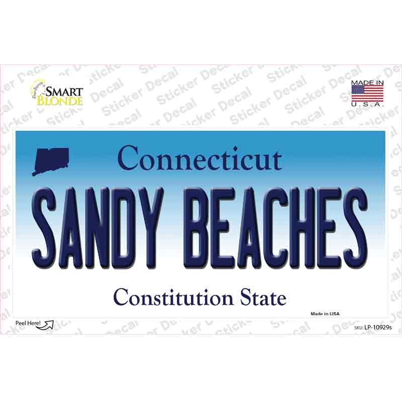 Sandy Beaches Connecticut Novelty Sticker Decal