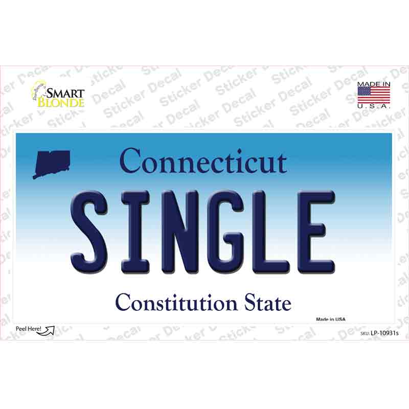 Single Connecticut Novelty Sticker Decal