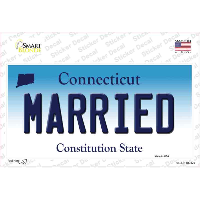 Married Connecticut Novelty Sticker Decal