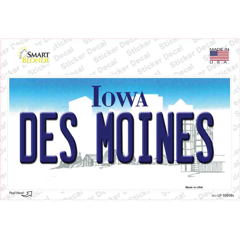 Des Moines Iowa Novelty Sticker Decal