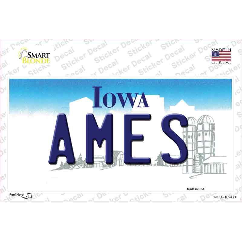 Ames Iowa Novelty Sticker Decal