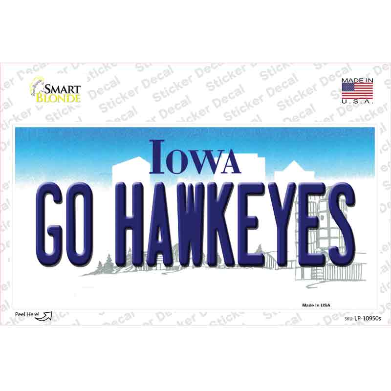 Go Hawkeyes Iowa Novelty Sticker Decal