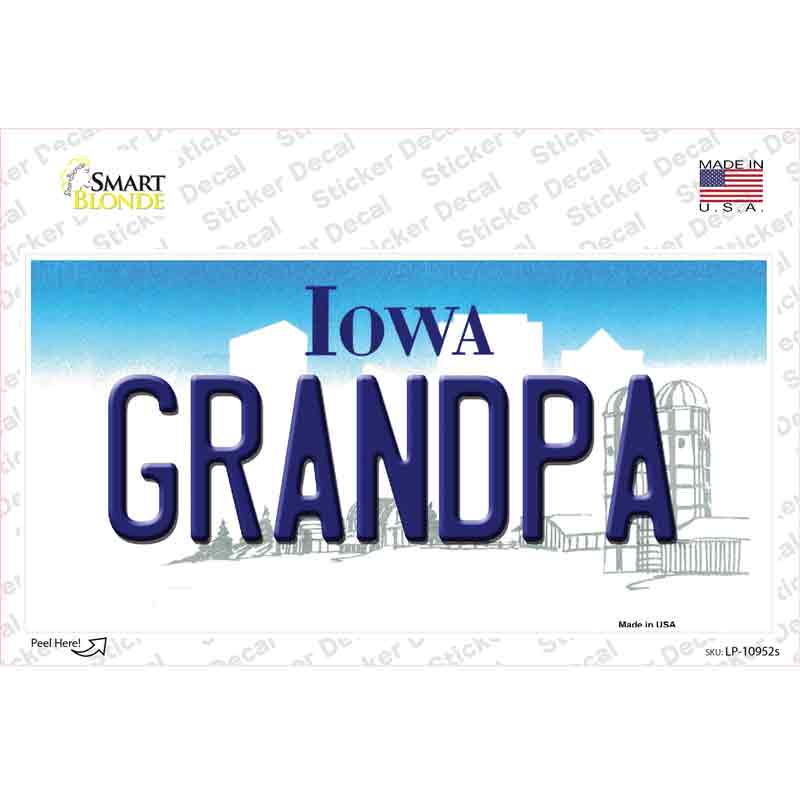 Grandpa Iowa Novelty Sticker Decal