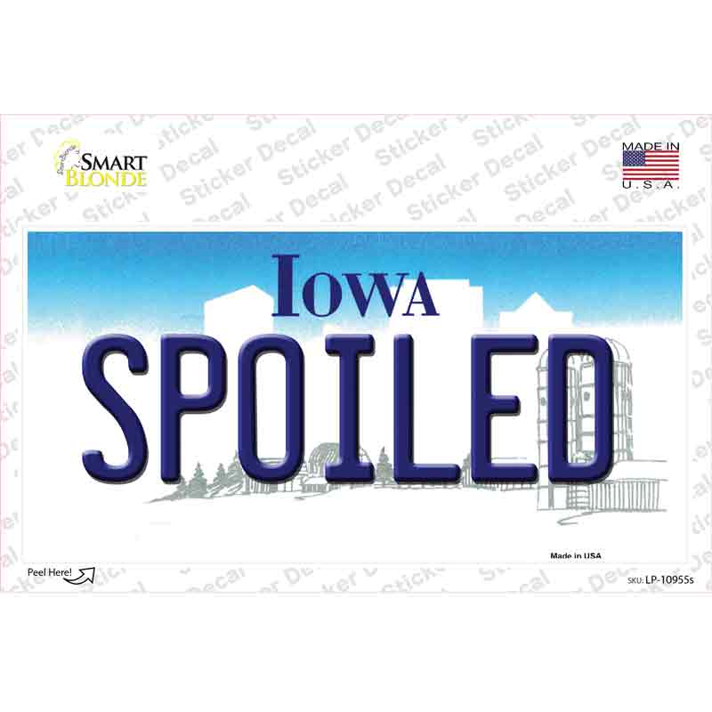 Spoiled Iowa Novelty Sticker Decal