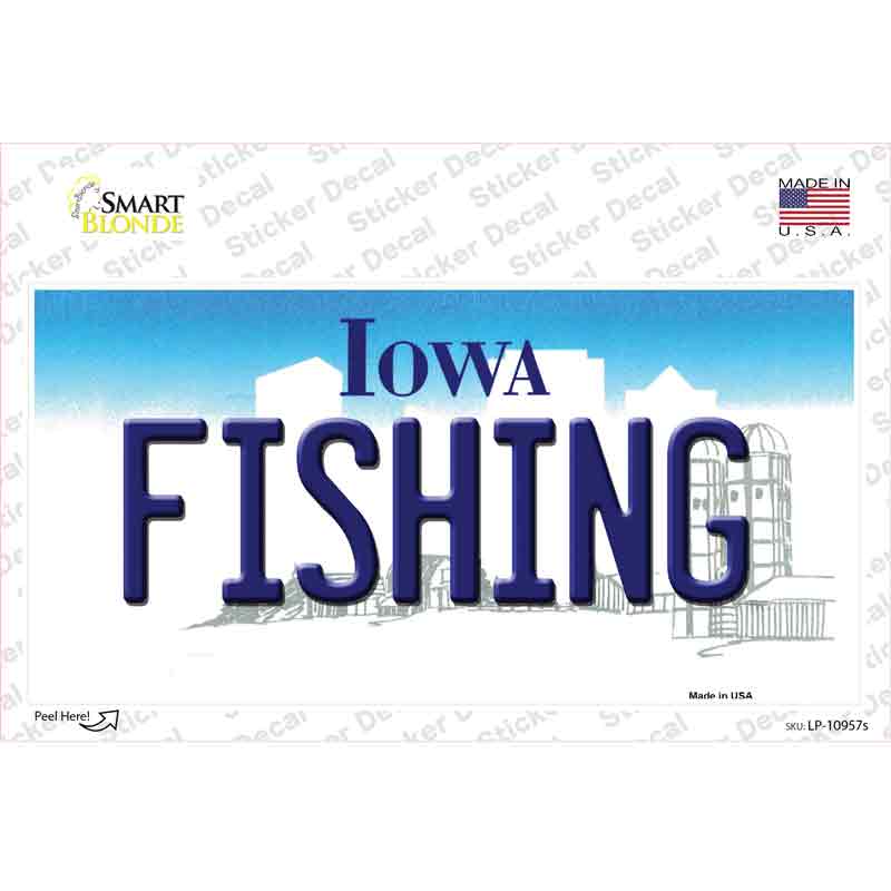 Fishing Iowa Novelty Sticker Decal