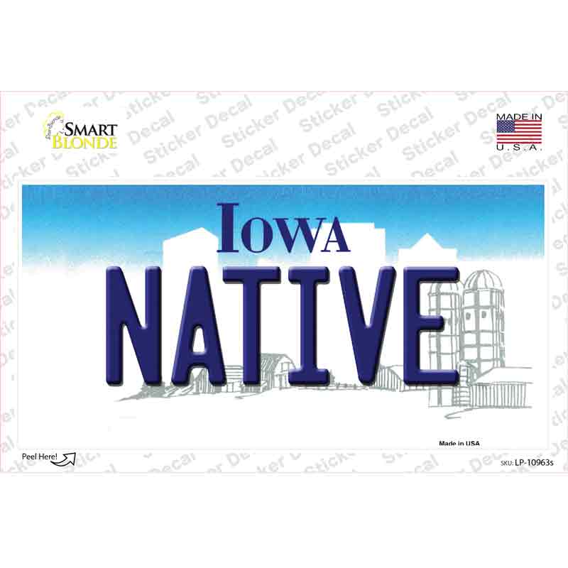 Native Iowa Novelty Sticker Decal
