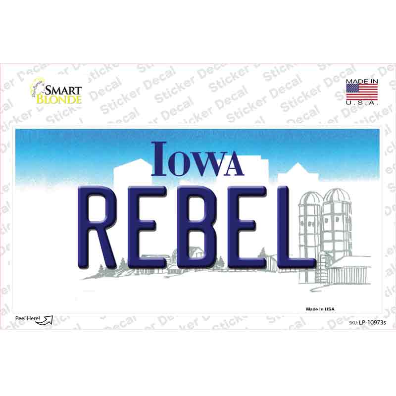Rebel Iowa Novelty Sticker Decal