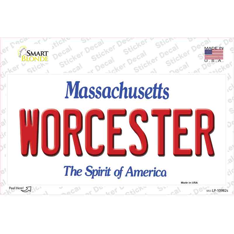 Worcester Massachusetts Novelty Sticker Decal