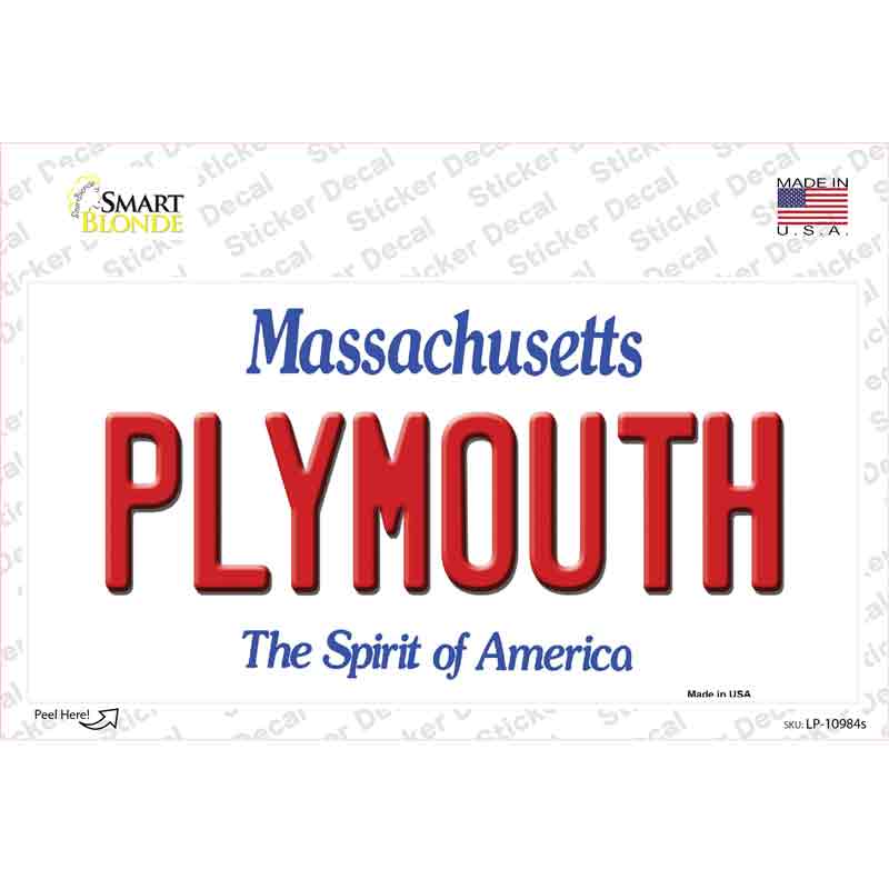 Plymouth Massachusetts Novelty Sticker Decal