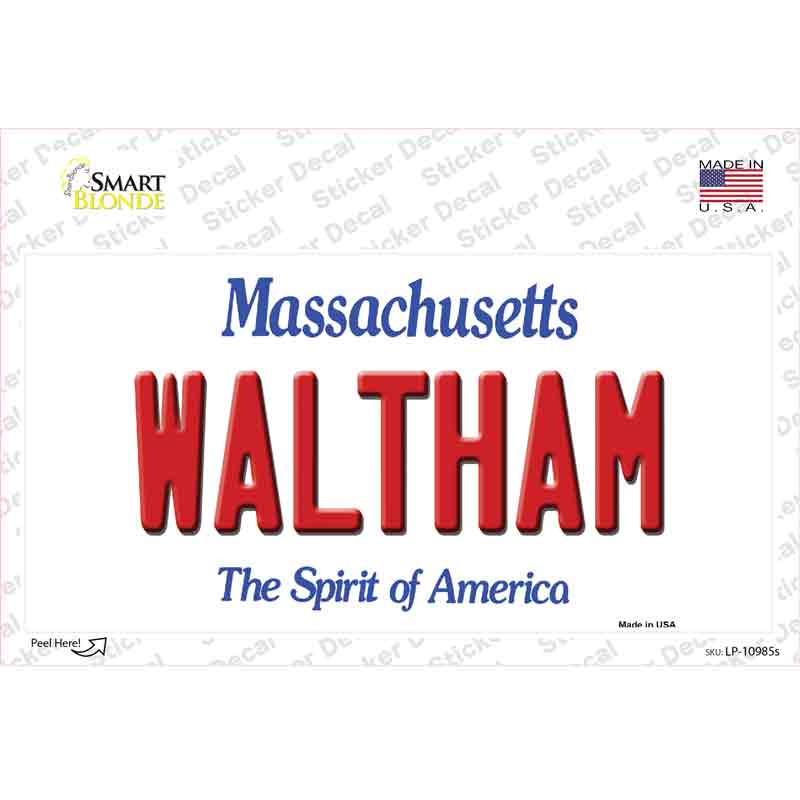 Waltham Massachusetts Novelty Sticker Decal