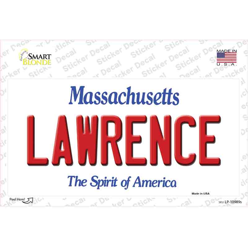 Lawrence Massachusetts Novelty Sticker Decal