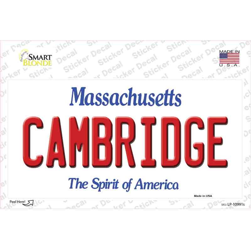 Cambridge Massachusetts Novelty Sticker Decal